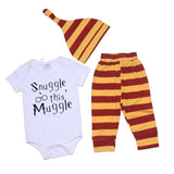 Cute Baby Clothing Set Newborn Baby Boys Girls Letter Short Sleeve Tops Romper +Long Pants H Outfits 3 PCS Clothes Set