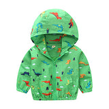 Cute Cartoon Dinosaur Print Baby Boys Autumn Jackets Zipper Hooded Green Blue Long Sleeve Outerwe 2018 Kids Boy Clothing Z02
