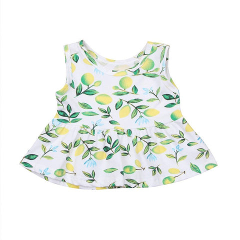 Cute Infant Baby Girls Lemon Vest Top PP Shorts Cotton Floral Print Sleeveless Cotton Bottoms Clothes Kid Lemon Outfits 0-4Y