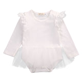 Cute Newborn Baby Girl Lace Romper 2017 Fly Long Sleeve Cotton Clothes Tutu Skirted Jumpsuit Outfit Princess Sunsuit 0-24M