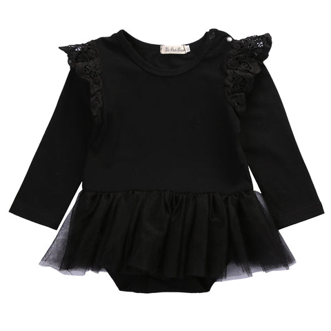Cute Newborn Baby Girl Lace Romper 2017 Fly Long Sleeve Cotton Clothes Tutu Skirted Jumpsuit Outfit Princess Sunsuit 0-24M