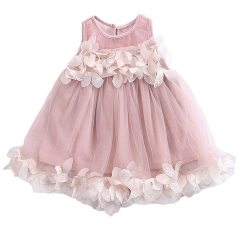 Cute Summer New Baby Girl Lolita Style Lace Solid Sleeveless Mini Dress Clothes Outfits Size 1-7T