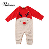 Cute Winter Xmas Baby Knitted Rompers Red Blue Newborn Baby Boy Girl Wool Knitting Romper Jumpsuit Outfit Christmas Clothes
