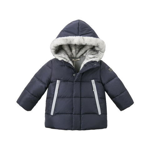 DB11995 dave bella winter baby unisex down zipper pockets hooded coat outerwear children 90% white duck down padded kids jacket