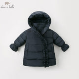 DBK11199 dave bella kids girl winter down jacket children 90% white duck down outerwear solid zipper hooded coat