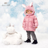 DBM15619 dave bella winter baby girls cartoon hooded down coat children 90% white duck down padded kids jacket