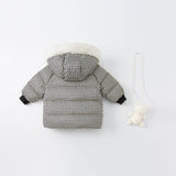 DBM20447 dave bella winter baby girls plaid down coat children 90% white duck down padded kids jacket with a small bag