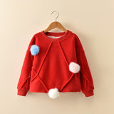 2017 Winter Baby Girl Sweatshirts Long Sleeve Casual Cotton Thick Warm Pullover Tops Korean Lovely Ball Children Clothes