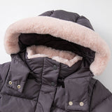 DKH19346  dave bella winter baby girls 5Y-13Y  color hooded down coat children 90% white duck down padded kids jacket