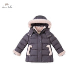 DKH19346  dave bella winter baby girls 5Y-13Y  color hooded down coat children 90% white duck down padded kids jacket