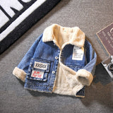Denim Jacket for Girls Boys Autumn Winter Plus Velvet Thicken Jeans Coat Children Clothes Warm Baby Jackets 1-6Y 2023