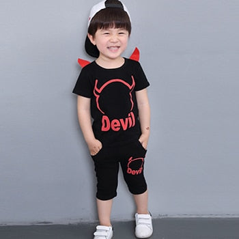 Devil Designer Halloween Costume For Baby Boy Cotton Casual Kids Clothing Sets 2018 Summer Infant Clothes Cartoon T-shirt+Shorts
