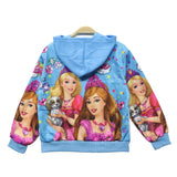 Disney 2023 Spring Autumn Princess Children's Girls Coat Winter Baby Kids Hooded Outwear Jacket Clothing Barbie 2-8y