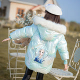 Disney Frozen Princess Elsa Girls Kids Parkas Jacket  Designer Down Coat Winter Clothes Infant Children Clothing for Girl