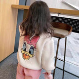 Disney Girls Jacket Thicken Warm Children's Winter Children's Jacket Baby Boy Coat Overcoat Toddler 80~130 Fleece