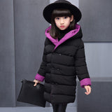 Double-side Winter Girls Coat Cotton-Padded Thick Warm Kids Jackets for Girls Hooded Long Style Toddler Teen Children Outerwear