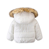 Down Jacket Child Girl   Winter Warm Toddler Baby Boy Coat Fur Hooded Pure White Hoodie Zip Up Outerwear Parkas