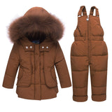 Down Jacket For Boys Girls Kids Snowsuits Winter Jackets Children Autumn Clothing Set Natural Fur Outwear Overall Coats Outfits