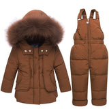 Down Jacket For Boys Girls Kids Snowsuits Winter Jackets Children Autumn Clothing Set Natural Fur Outwear Overall Coats Outfits
