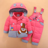 Down Jacket For Girl Boy Kids Snowsuit Winter Jacket Overalls Children Outerwear Toddler Baby Park Jumpsuits Coat Pant Set 2-4Y