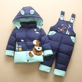 Down Jacket For Girl Boy Kids Snowsuit Winter Overalls Children Outerwear Toddler Baby clothes Park Jumpsuits Coat Pant Set 1-4Y