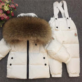 Down Suit Super Warm Children Winter Suits Boys Girl Duck Down Jacket+overalls 2 pcs Clothing Set Thermal Kids Snow Wear