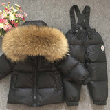 Down Suit Super Warm Children Winter Suits Boys Girl Duck Down Jacket+overalls 2 pcs Clothing Set Thermal Kids Snow Wear