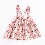Dress For Girls Baby Clothes Wild Strap Printed Flower Bow Detachable Strap Button Baby Girl Clothes Baby Girl Dress