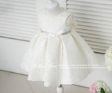 Elegant White Girl Summer Dresses for Wedding Flower Girl Dress Party Princess Baby Girl Birthday Dress with Big Bow 2-12T