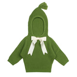 Baby Bow Decoration Knitted Cardigan Boys and Girls Funny Winter Clothes Kids Hooded Long Sleeve Sweater 6M-24M,DC504