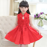 Ethnic Chinese Modern cheongsame qipao kids 3 5 6 7 8 9 10 11 12 years girl clothes princess dress flower elegant sweet party