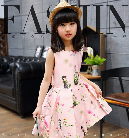 Europing Style Kids Beby Dresses For Girls Pink Cartoon Sundress 2018 Kids Trendy Clothes For Girls Age 12 11 10 9 8 7 6 5 4