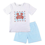 Factory Wholesale Price New Design Toddler Boy Clothing Set Summer Fish Embroidery Boutique Shorts Baby Remake Outfits Set
