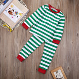 Family Toddler Baby Boy Girl Sleepwe Cotton 2pcs Pajmas Set Christmas Striped Red Green Winter Warm New
