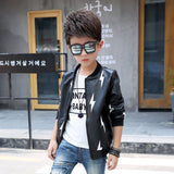 New Fashion Trend Baby Boy Leather 100% Jacket Boys Co Black and Green Color Lightning SmallLeather Children Jackets