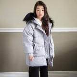 Thick Warm Winter Jacket For Girls Fur Hooded Toddler Teen Girls Winter Coat Cotton Parka Kids Child Outwear JW4284