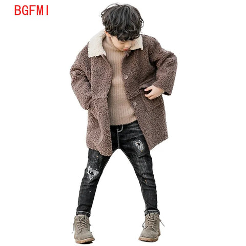 Baby Boy Jacket Fleece Toddler Child Warm Sheep Like Coat Thick Shirt Outwear Spring Autumn Winter Girl Clothes 4-12 Yrs