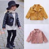 Baby Girls Leather Jackets PU Short Coat for Girl Outerwear Cloth infant baby jacket  Spring Newborn Coats