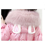 Baby Winter Warm Fur Coats For Girls Long Sleeve Ear Hooded Thick Jacket Christmas Party Kids Outerwear Clothing 4-13Yrs