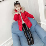 Children Winter Parkas Baby Girl thicken Fur Collar Warm Coats Casual Hooded Down Cotton Girl Clothing 4-13 Years Old