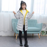 Girls Clothing Winter Down Parkas For 4 5 6 7 8 9 10 12 13 Year Girls Hooded Thick Silver Color Children Jackets Coats