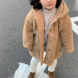 Girls Winter Autumn Lambswool Warm Jacket Coat Long Sleeve Faux Fur Formal Soft Party Kids Outwear