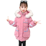 Girls Winter Coat For Children Warm Hoodies Jacket Pink Green Color Teenage Clothes For Girls 13 Years Old to 5 Years
