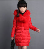 Kids Fur Parkas Warm Long Children Coat Outwear PatchWork Teenage Girl Winter Jacket 4-12Years