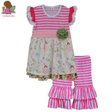 Fashion New Design Toddler Girls Clothing Set Summer Embroidery Boutique Yellow Striped Shorts Baby Remake Outfits Set