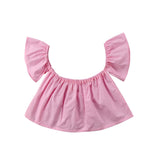 Fashion Newborn Baby Girls Princess Ruffle Off Shoulder Crop Top T-shirt Summer