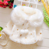 Fashion Pearls Baby Coat for Girls Fur Collar Baby Girl Winter Coat Princess Toddler Jacket Infant Girl Clothes for Christmas