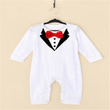 Fashion Toddlder Newbore Baby Boy Formal Suit Party Wedding Tuxedo Gentleman Short Sleeve Romper Jumpsuit Outfit Clothes Wear