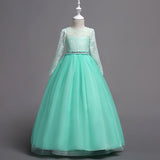 Fashion White Mint Green Royal Blue Elegant Children Princess Wedding Evening Party We Ball Gown Kids Prom Dresses for Girls