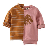 Fashion spring and autumn stitching style long sleeve infant T-shirt MD170Q098